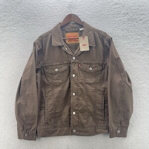 Levis Jacket Mens Small Brown Relaxed Fit Trucker Canvas Grunge Cowboy Western
